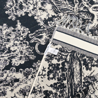 Christian Dior Cotton Toile De Jouy Reverse Towel Grey Ivory 4 of 4