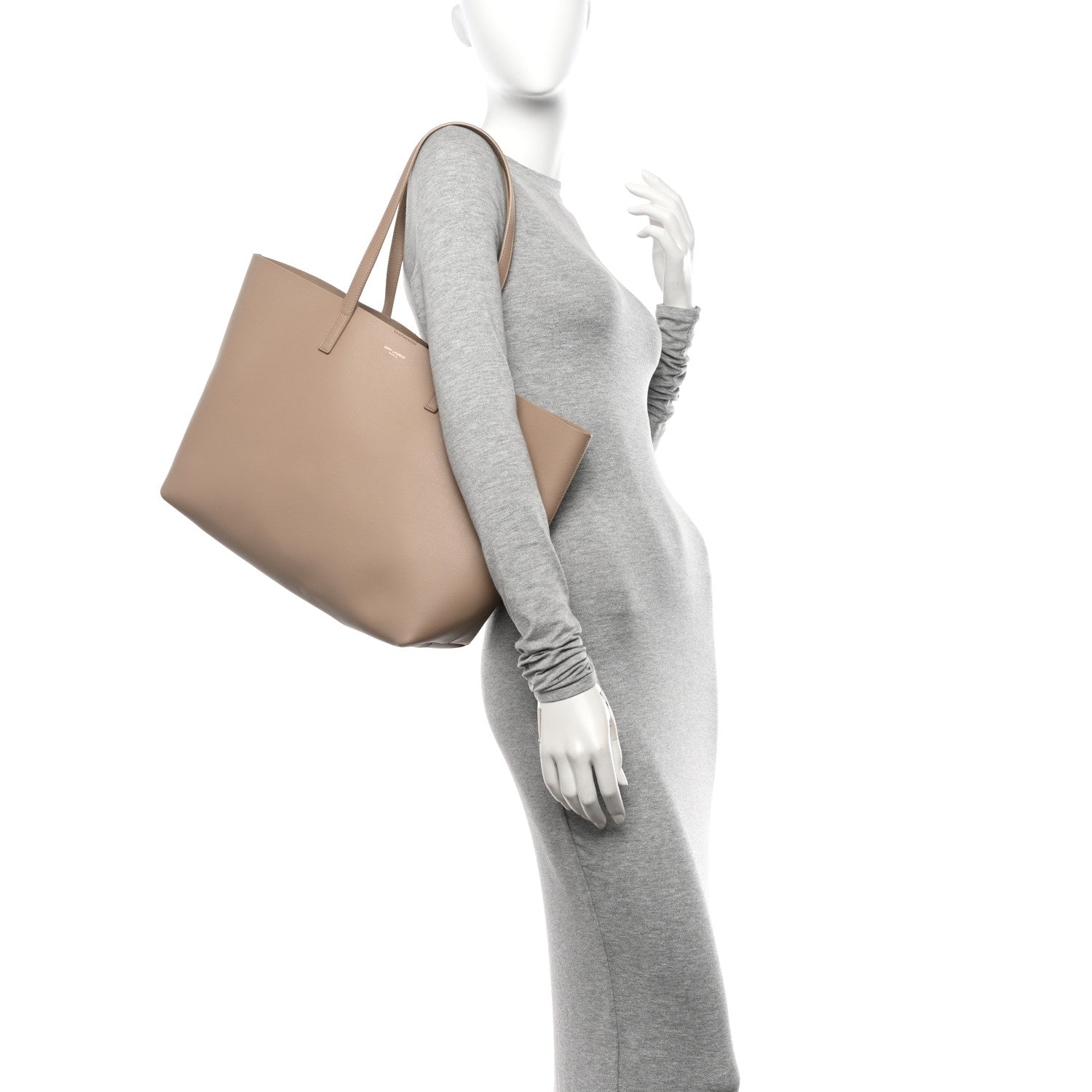 Saint Laurent Calfskin Large Shopping Tote Dark Beige 2 of 10