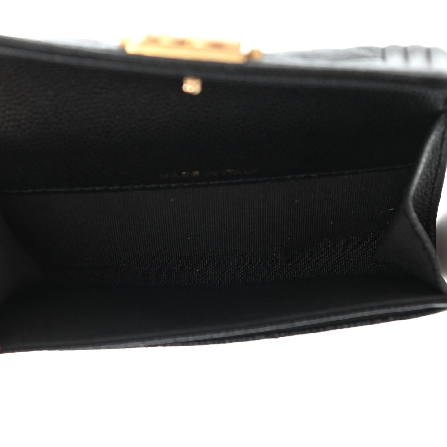 Caviar Quilted Boy Flap Card Holder Black