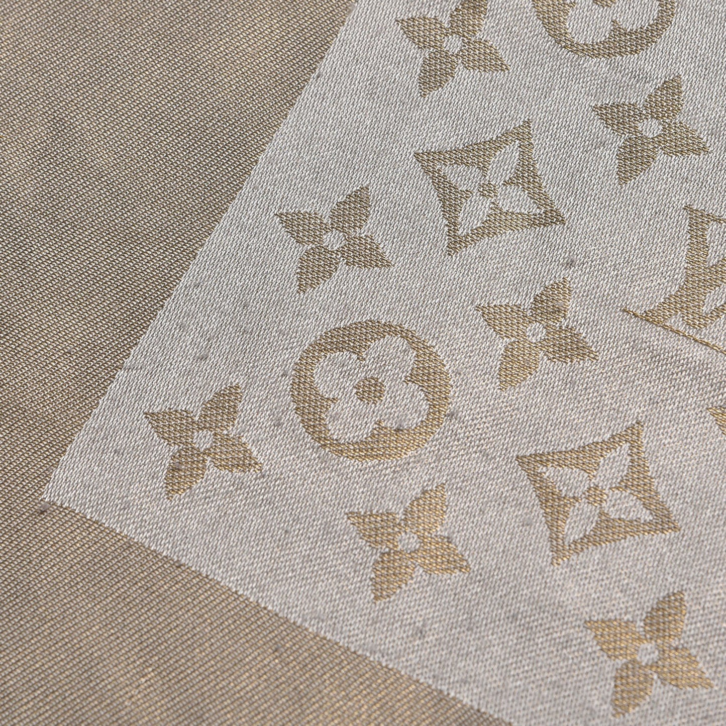 Silk Lurex Wool Monogram Shine Shawl Charcoal Greige