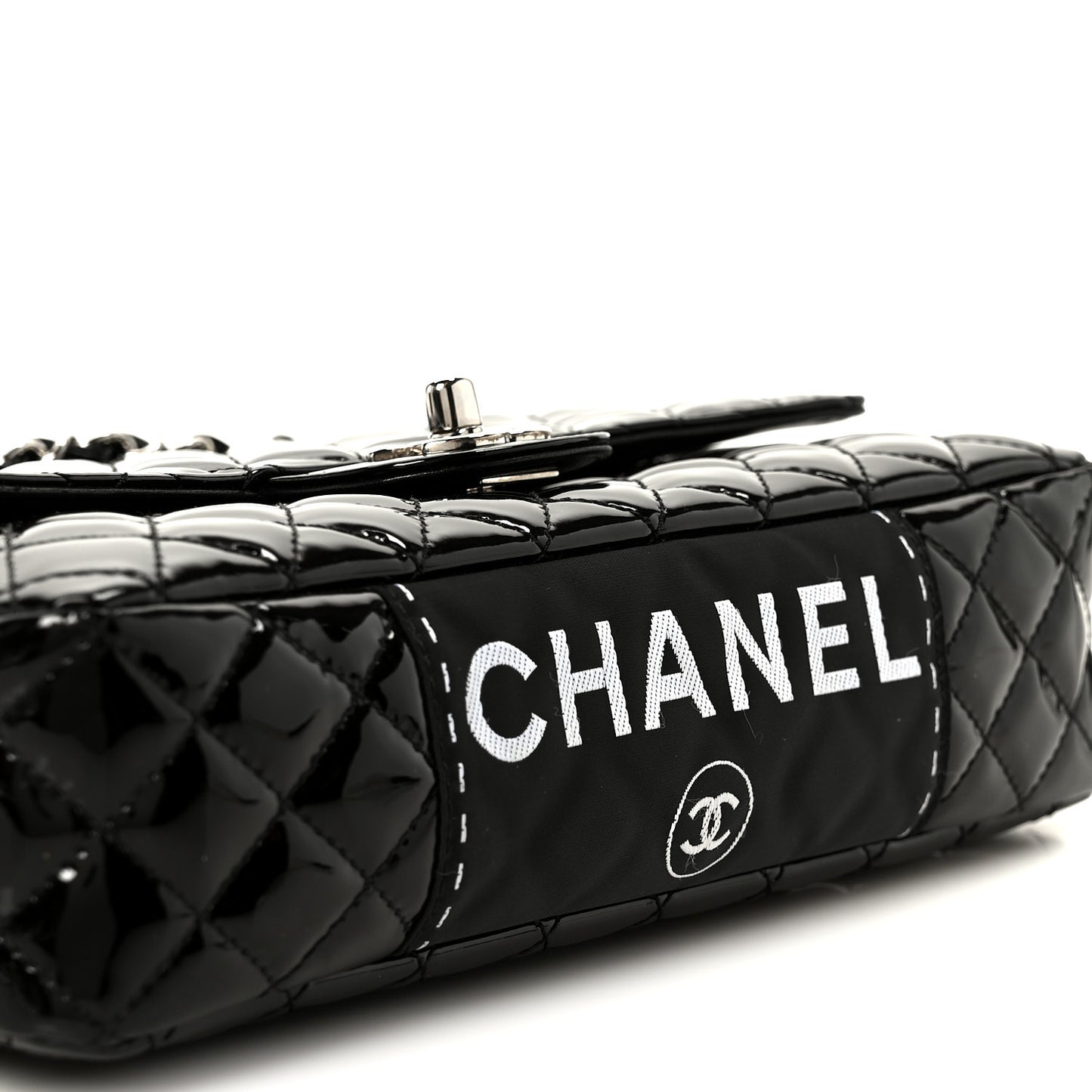 Patent Quilted Secret Label Medium Flap Black