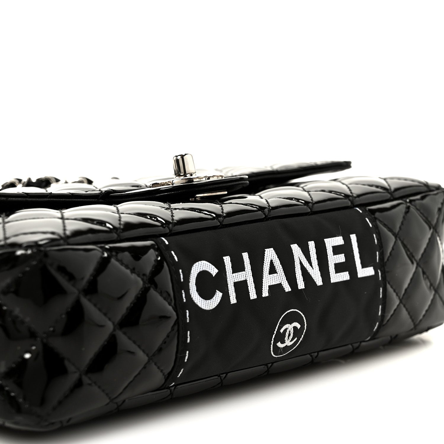 Chanel Patent Quilted Secret Label Medium Flap Black 9 of 12