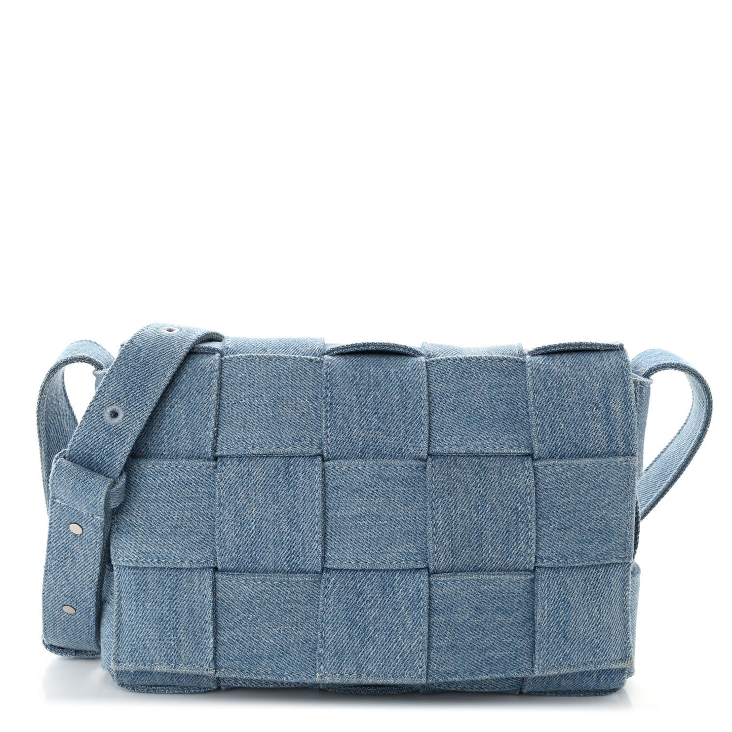 Denim Maxi Intrecciato Cassette Crossbody Bag Washed Indigo
