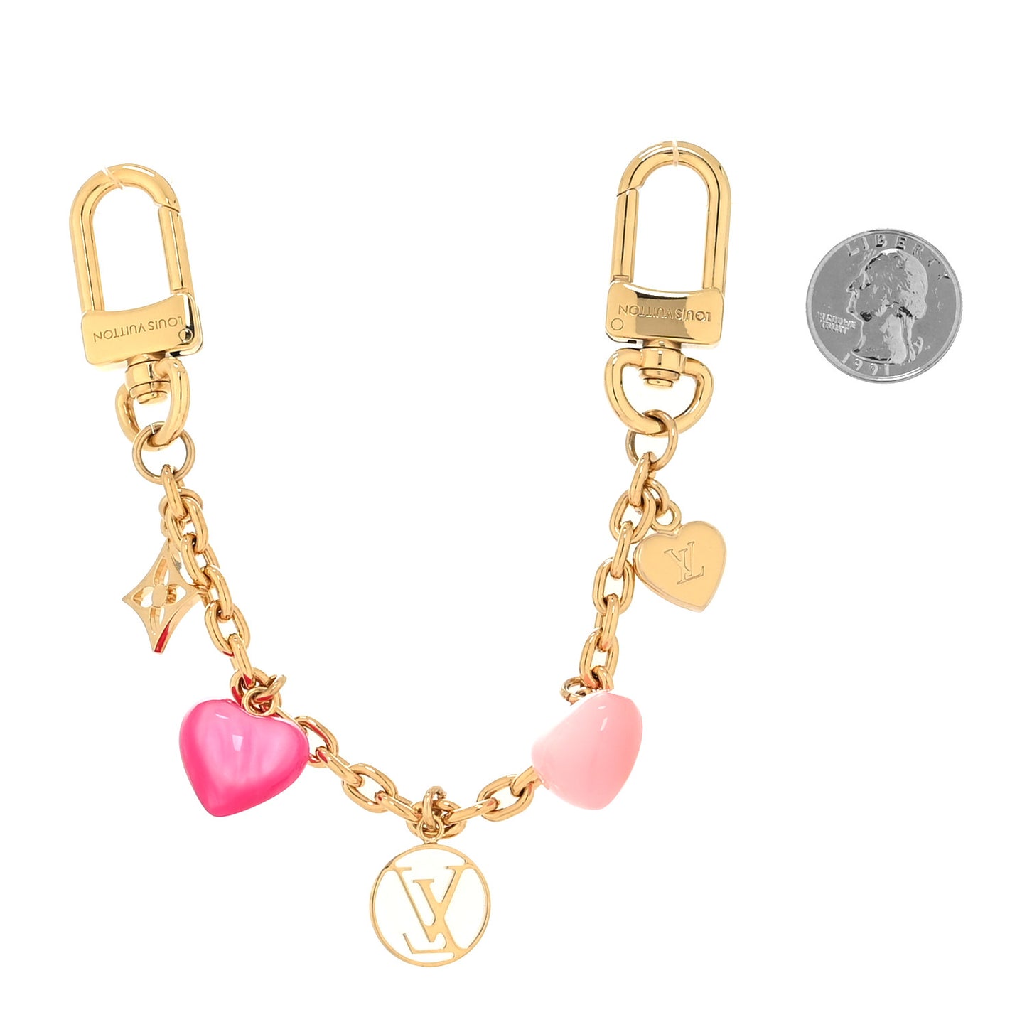 Resin Beloved Family Chain Bag Charm Gold Pink