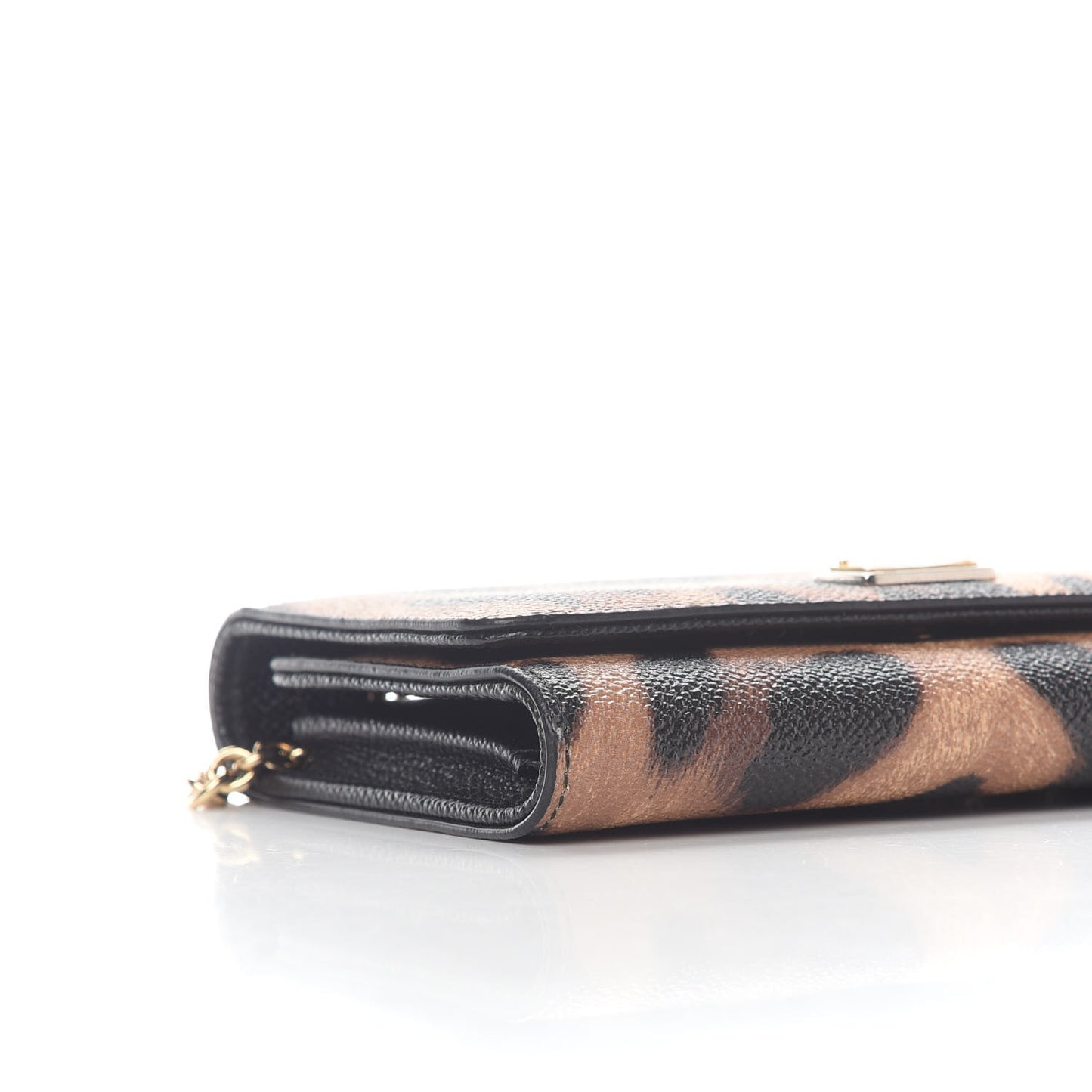 Dauphine Leopard Print Wallet On Chain Brown Black