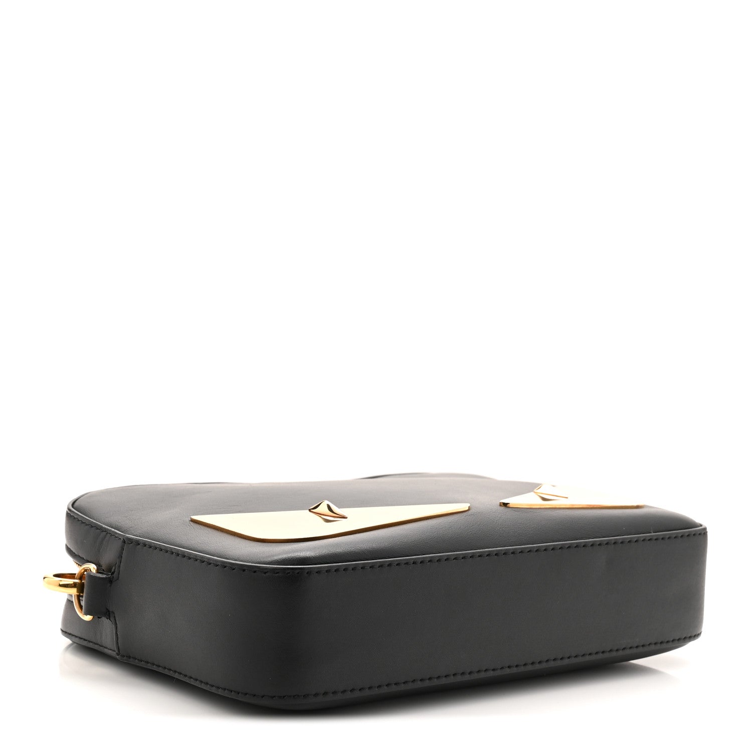 Fendi Vitello Century Metal Monster Eyes Medium Camera Case Black