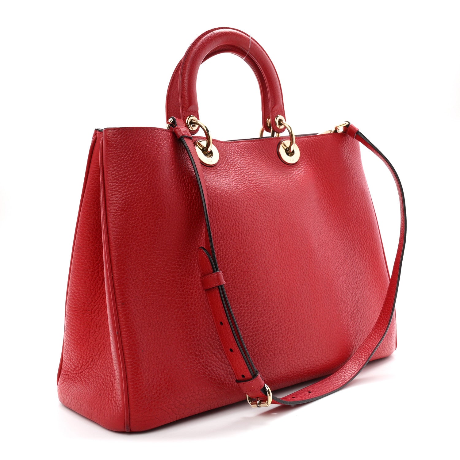 Christian Dior Calfskin Medium Diorissimo Tote Red 3 of 12