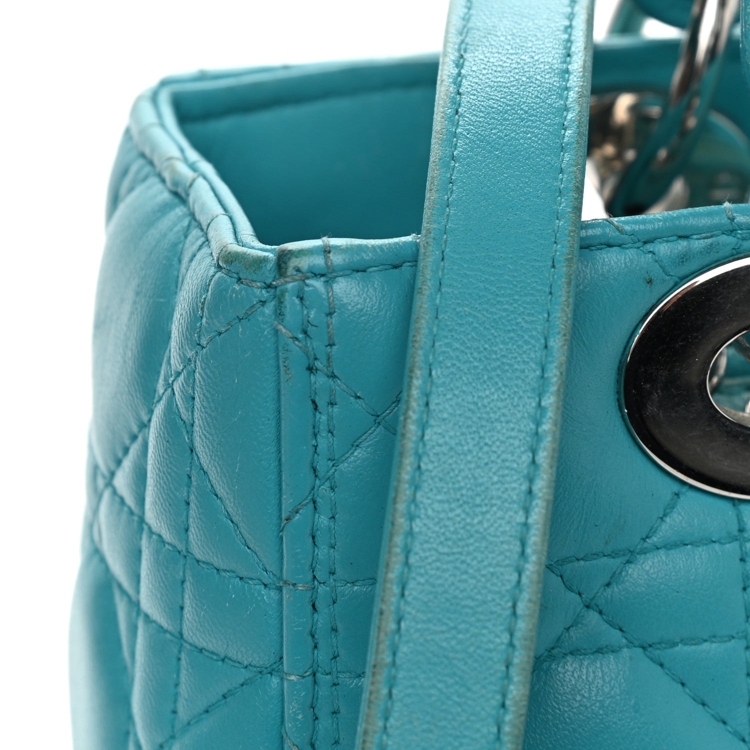 Christian Dior Lambskin Cannage Medium Lady Dior Turquoise 18 of 20