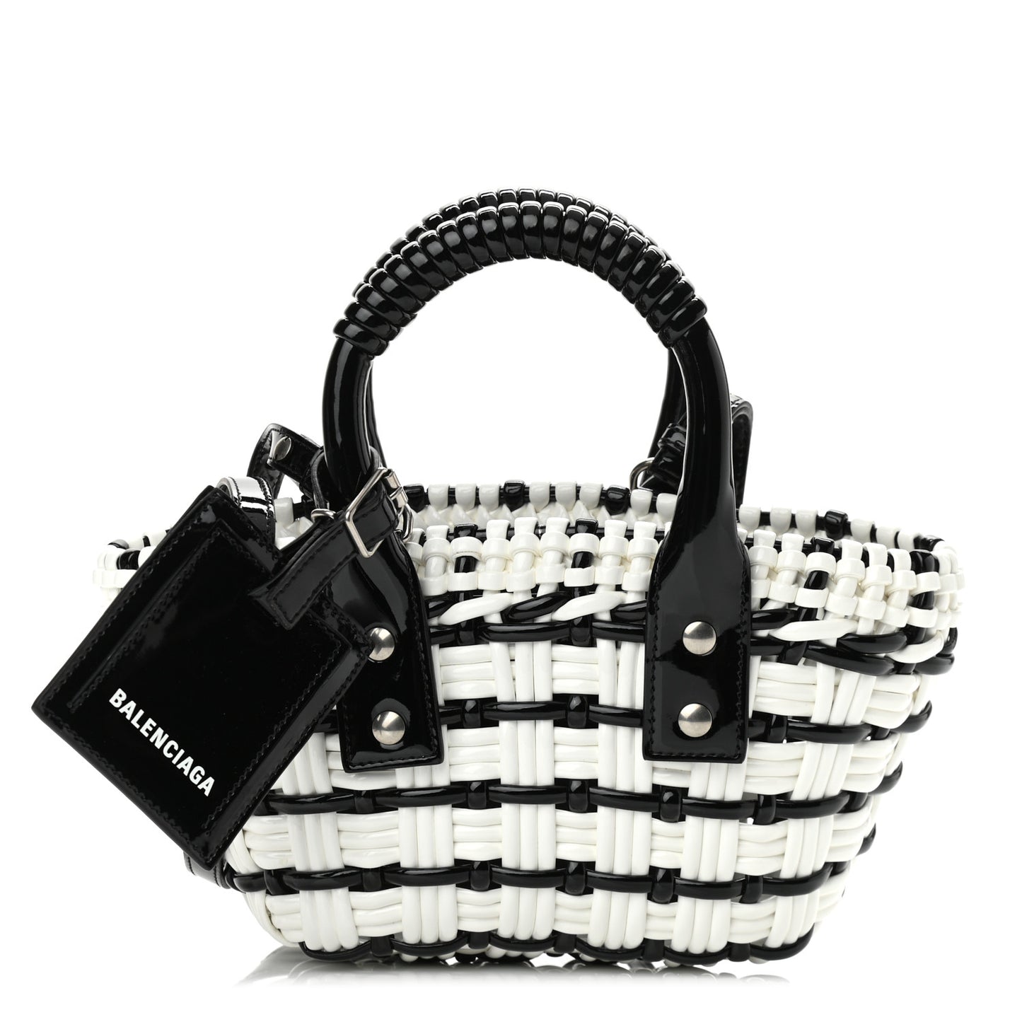 Faux Calfskin XXS Bistro Basket Black White