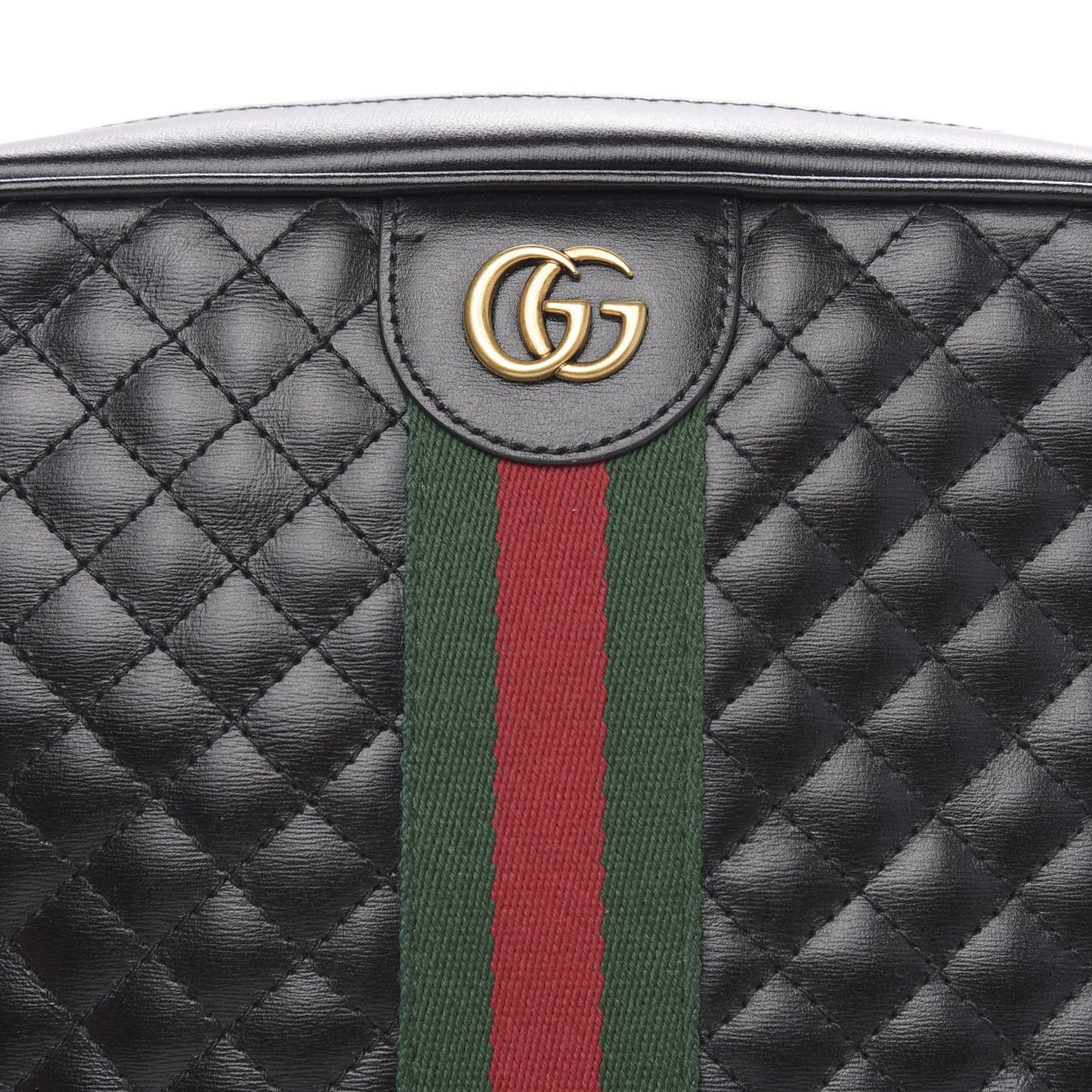 Calfskin Web Trapuntata Small GG Shoulder Bag Black
