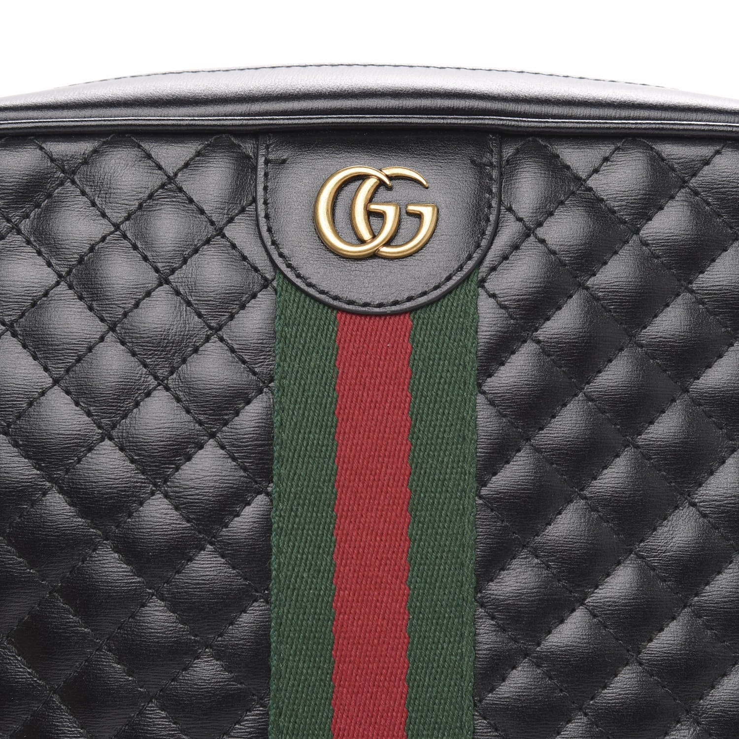 Gucci Calfskin Web Trapuntata Small GG Shoulder Bag Black 8 of 10