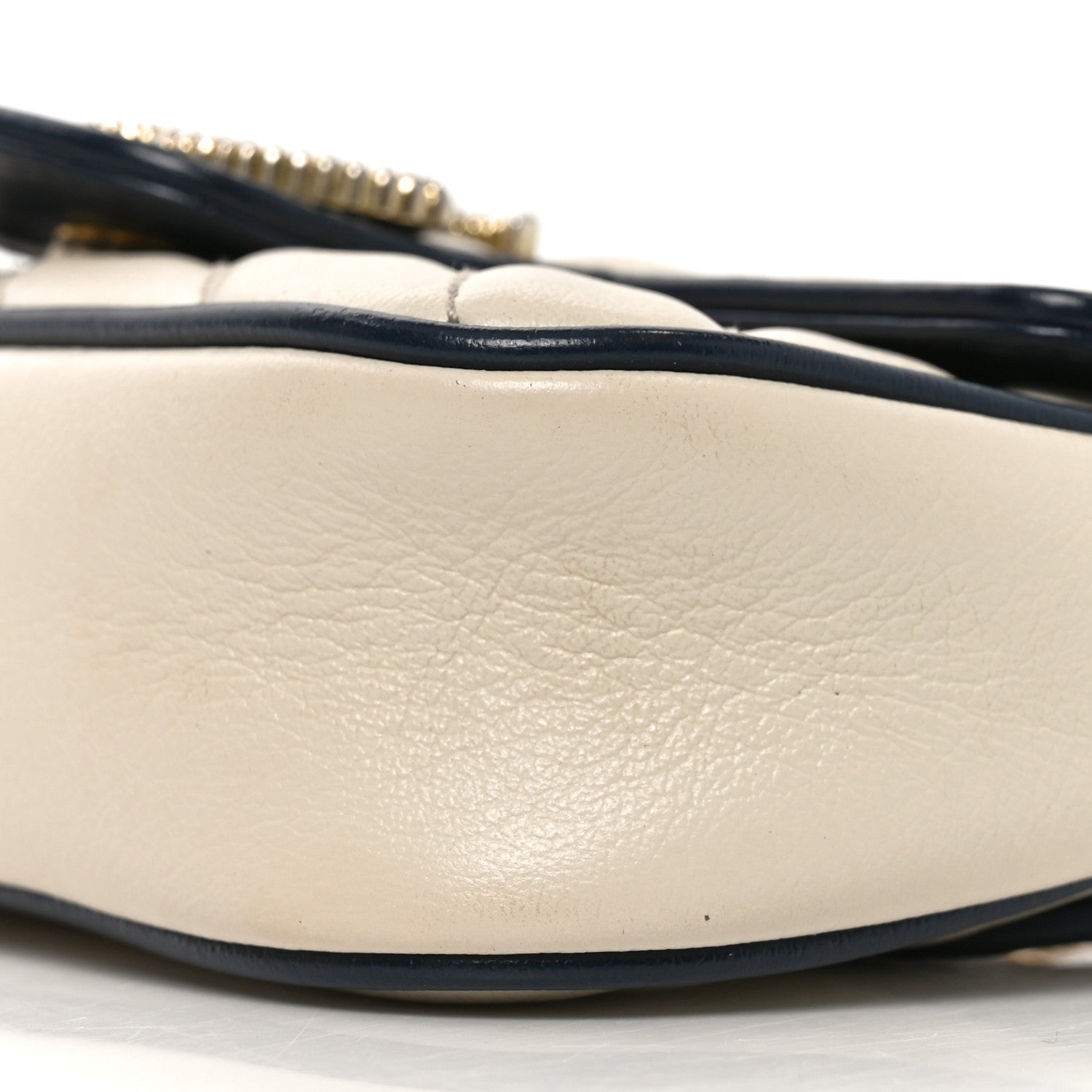 Gucci Vintage Effect Calfskin Matelasse Diagonal Super Mini Torchon GG Marmont Shoulder Bag Mystic White Blue Agata 10 of 10