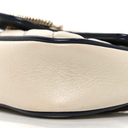 Gucci Vintage Effect Calfskin Matelasse Diagonal Super Mini Torchon GG Marmont Shoulder Bag Mystic White Blue Agata 10 of 10
