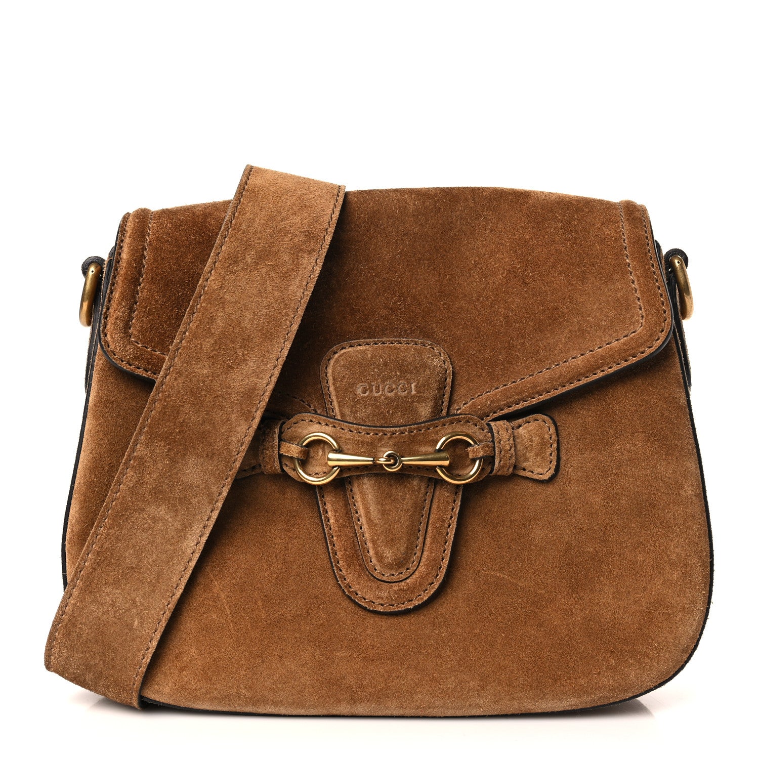 Gucci Suede Medium Lady Web Shoulder Bag New Marron 1 of 9