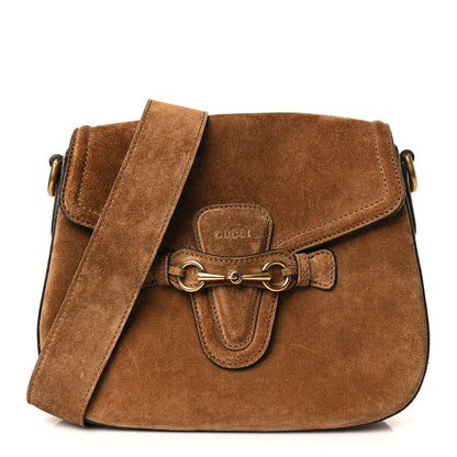 Gucci Suede Medium Lady Web Shoulder Bag New Marron 1 of 9