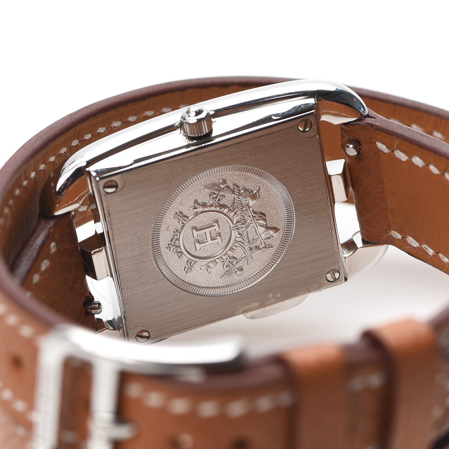 Hermes Stainless Steel Epsom Diamond Mother of Pearl 23mm Cape Cod Double Tour Quartz Watch Gold 3 of 4