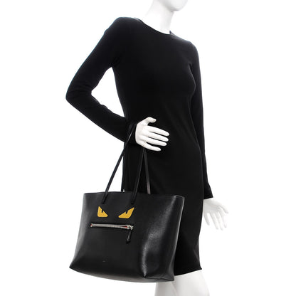 Fendi Vitello Elite Cuoio Monster Buggies Medium Roll Tote Black Multicolor Blue Cobalto 2 of 11