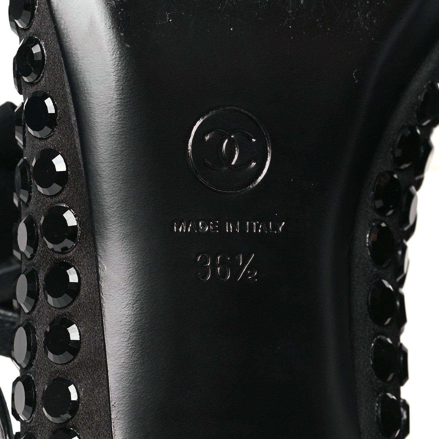 Chanel Satin Strass Bow Mary Jane Flats 36.5 Black 6 of 9