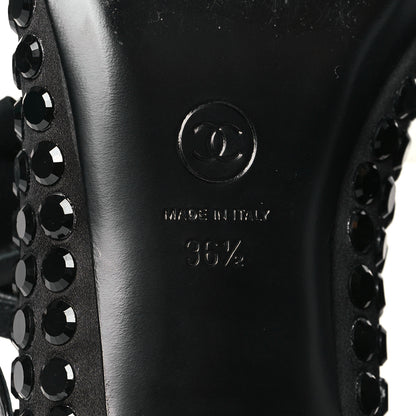 Chanel Satin Strass Bow Mary Jane Flats 36.5 Black 6 of 9