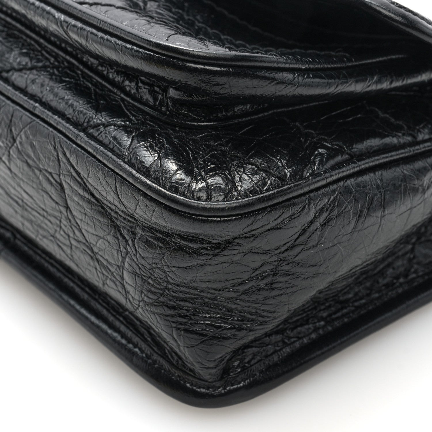 Saint Laurent Crinkled Calfskin Matelasse Monogram Baby Niki Chain Satchel Black 9 of 9