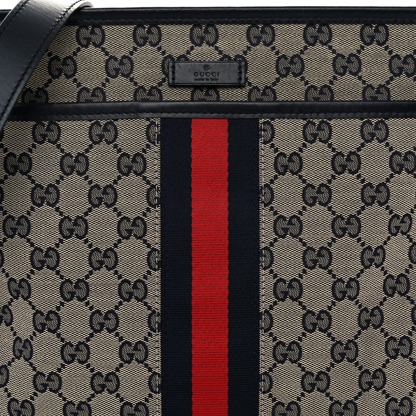 GG Supreme Monogram Web Flat Messenger Bag Navy