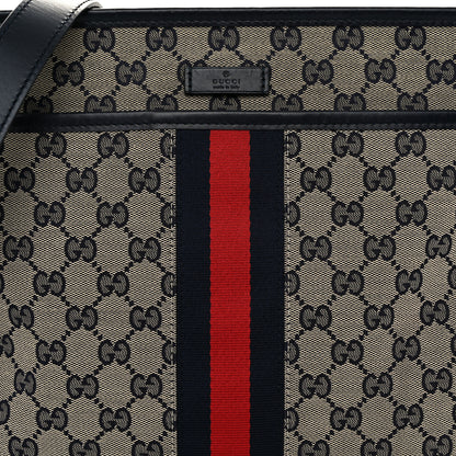 Gucci GG Supreme Monogram Web Flat Messenger Bag Navy 8 of 11