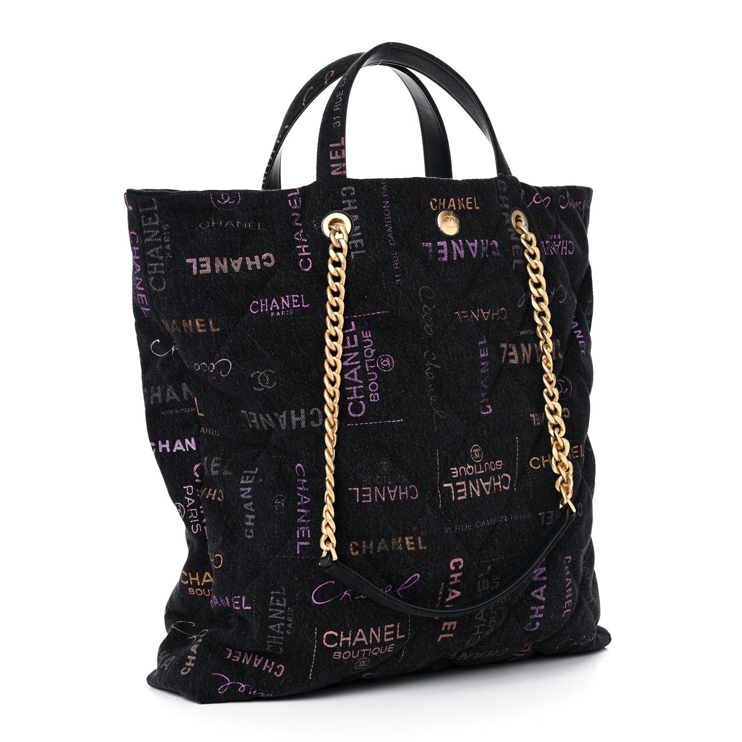 Denim Quilted Denim Mood Maxi Shopping Bag Black Multicolor