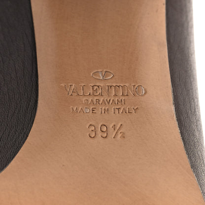 Valentino Garavani Pebbled Calfskin Rockstud Double Buckle 70mm Block Heel Ankle Boots 39.5 Fondant 7 of 8