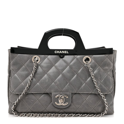 Chanel Glazed Calfskin Quilted Large CC Delivery Tote Grey 1 of 11
