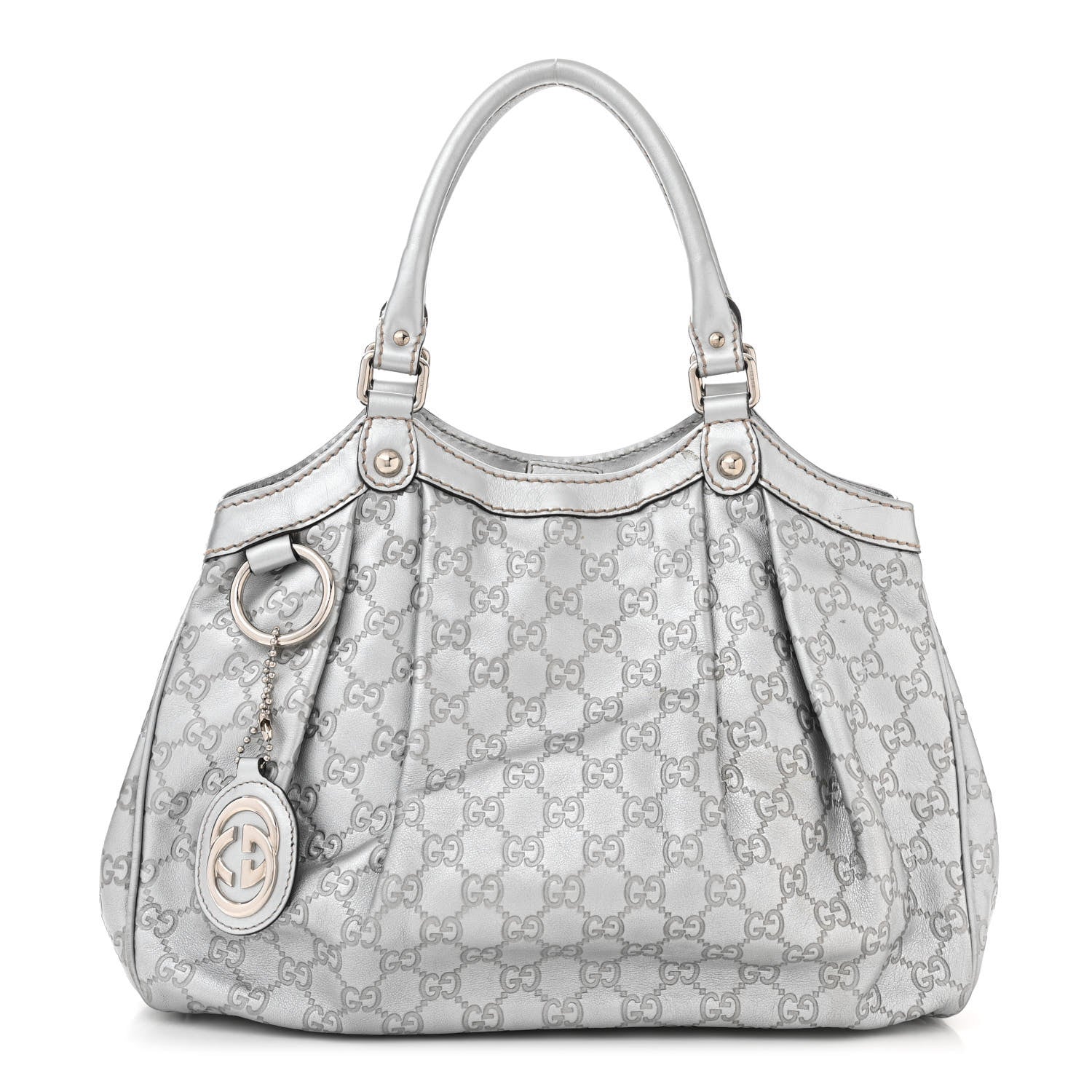 Gucci Guccissima Medium Sukey Tote Silver 1 of 12