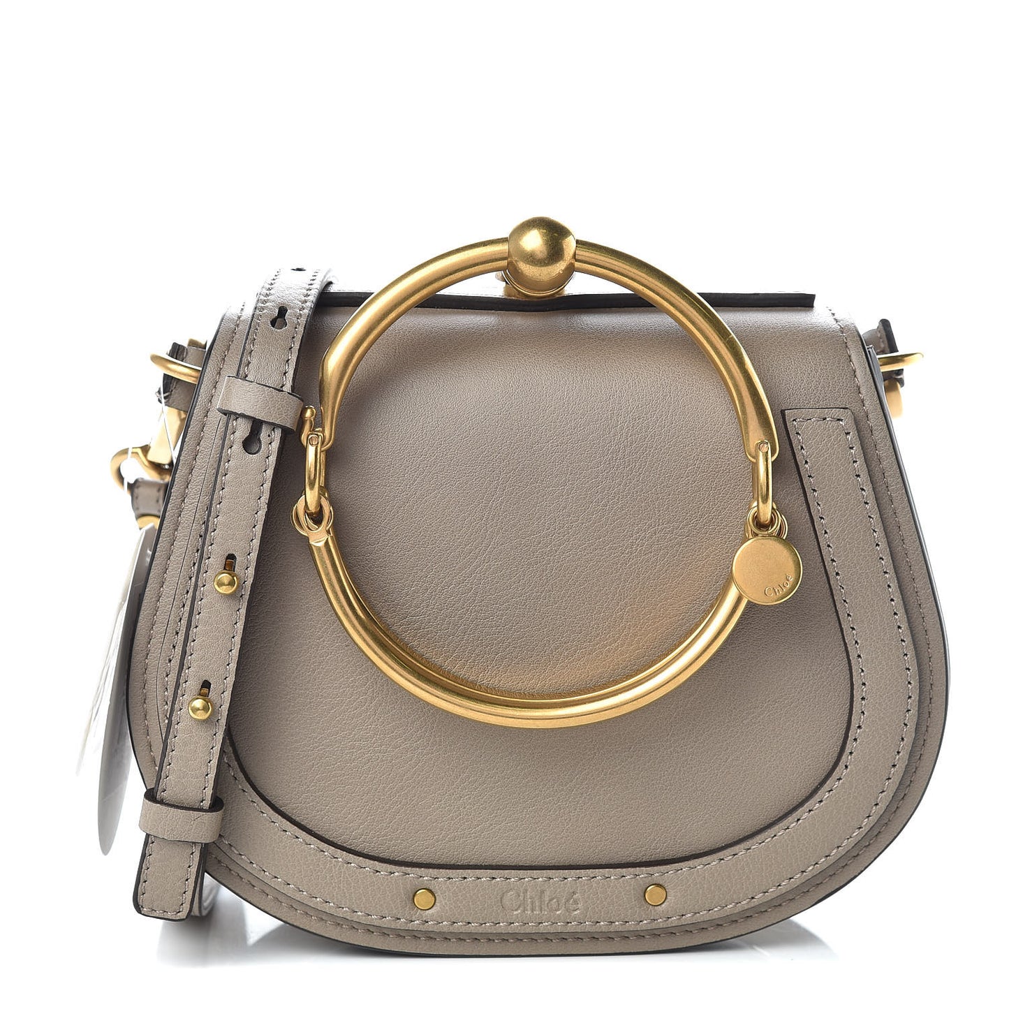 Calfskin Suede Small Nile Bracelet Bag Motty Grey