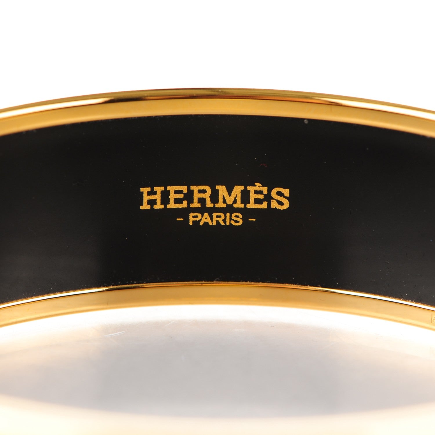 Hermes Enamel Printed Wide Caleche Bracelet 65 Black 5 of 5
