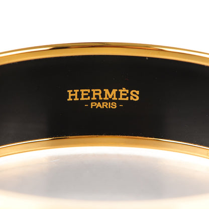 Hermes Enamel Printed Wide Caleche Bracelet 65 Black 5 of 5
