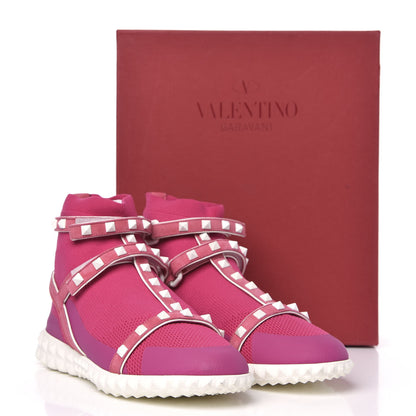 Valentino Garavani Body Tech Knit Free Rockstud Sock High Top Sneakers 37 Shadow Pink Optic White 8 of 8