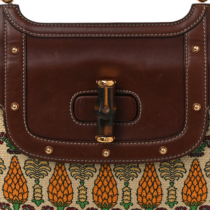 Gucci Canvas Pigna Print Peggy Bamboo Top Handle Bag Brown 8 of 12