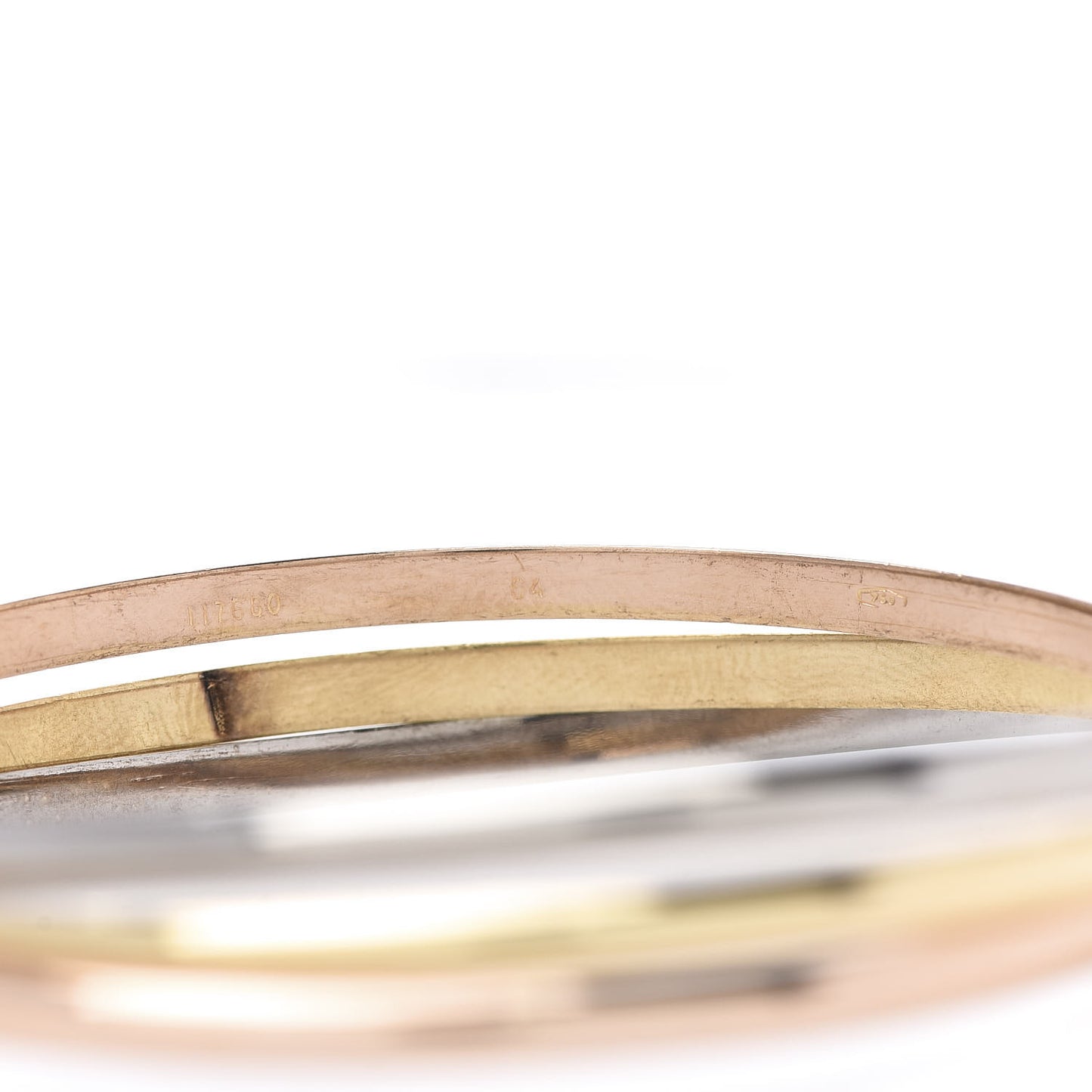 18K Pink Yellow White Gold Trinity Bangle Bracelet 64