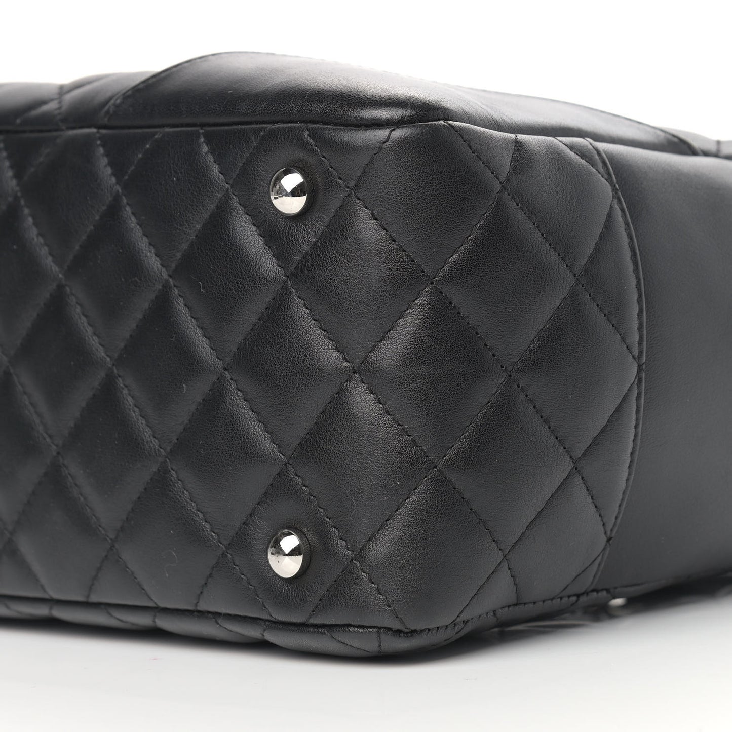 Calfskin Quilted Large Cambon Bowler Black White