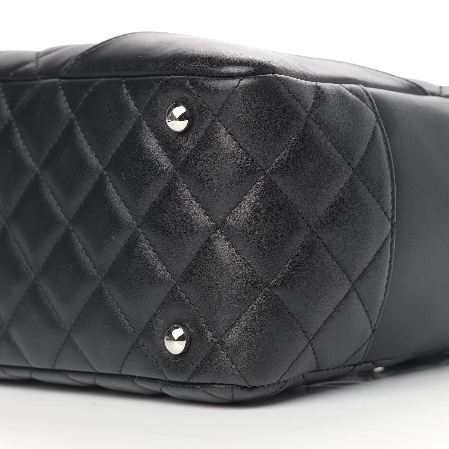 Chanel Calfskin Quilted Large Cambon Bowler Black White 9 of 13