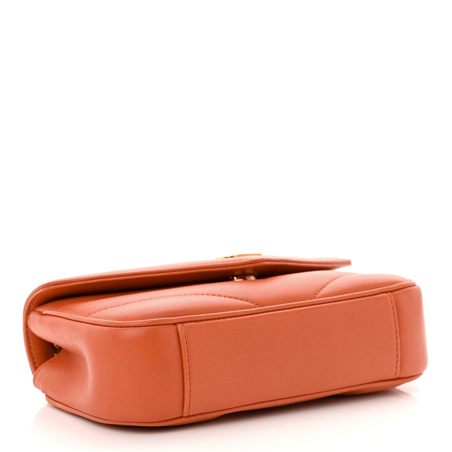 Saint Laurent Lambskin Chevron Quilted Mini Loulou Bag Celosia Orange 5 of 12