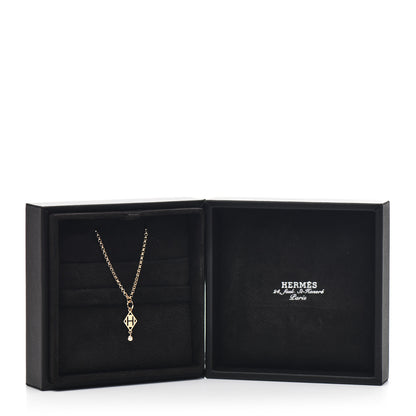 Hermes 18K Rose Gold Diamond Gambade Pendant Necklace 5 of 5