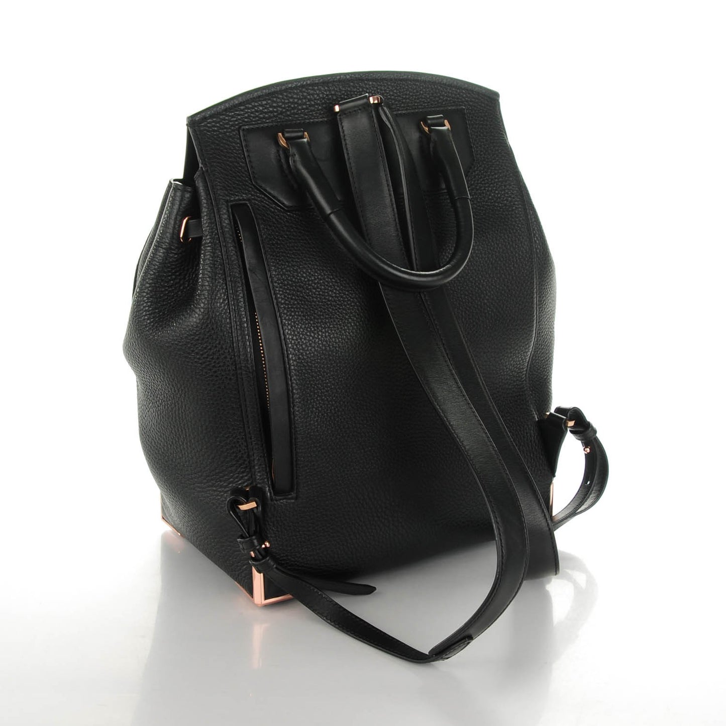 Pebbled Calfskin Prisma Skeletal Backpack Black Rose Gold Hardware