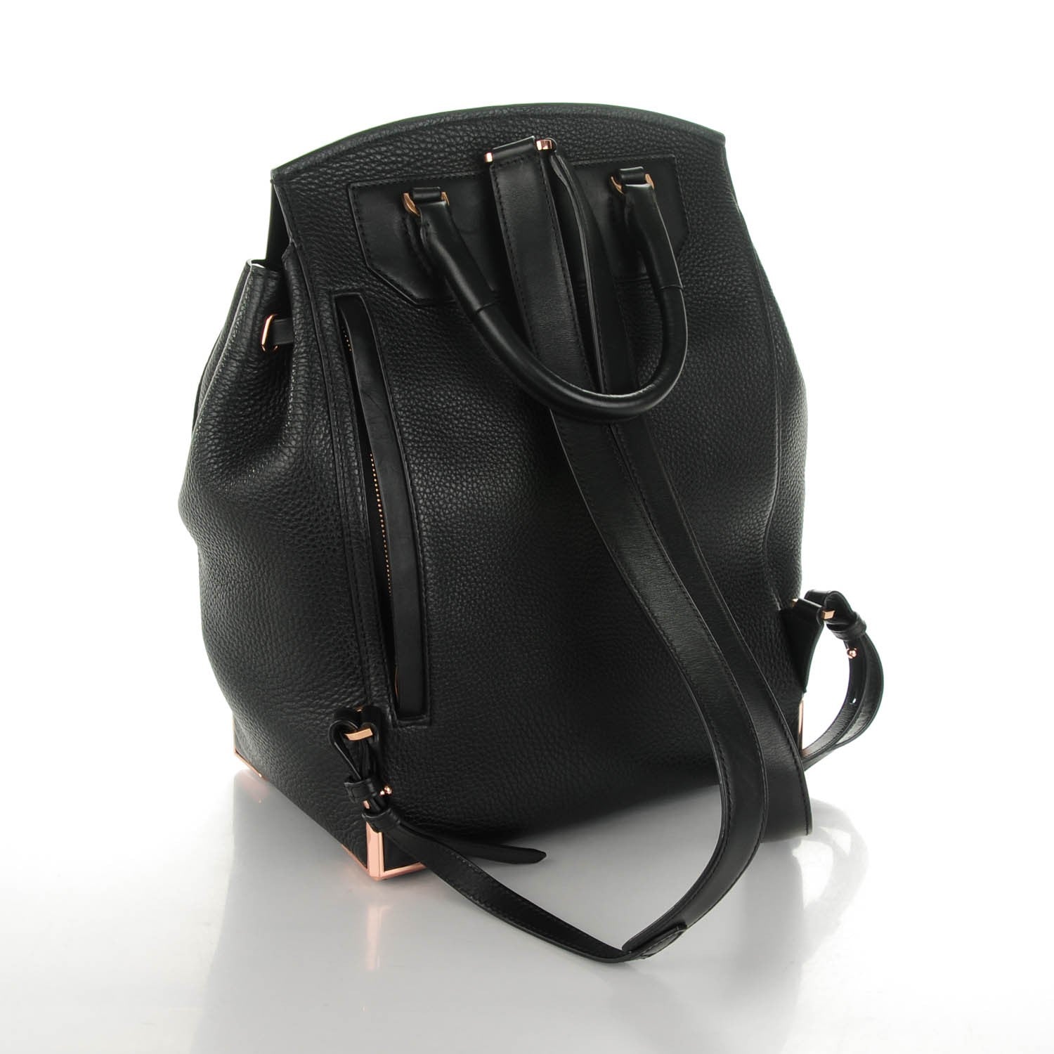 Alexander Wang Pebbled Calfskin Prisma Skeletal Backpack Black Rose Gold Hardware 3 of 7