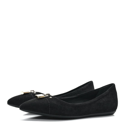 Louis Vuitton Suede Lock It Ballerina Flats 37 Black 3 of 9