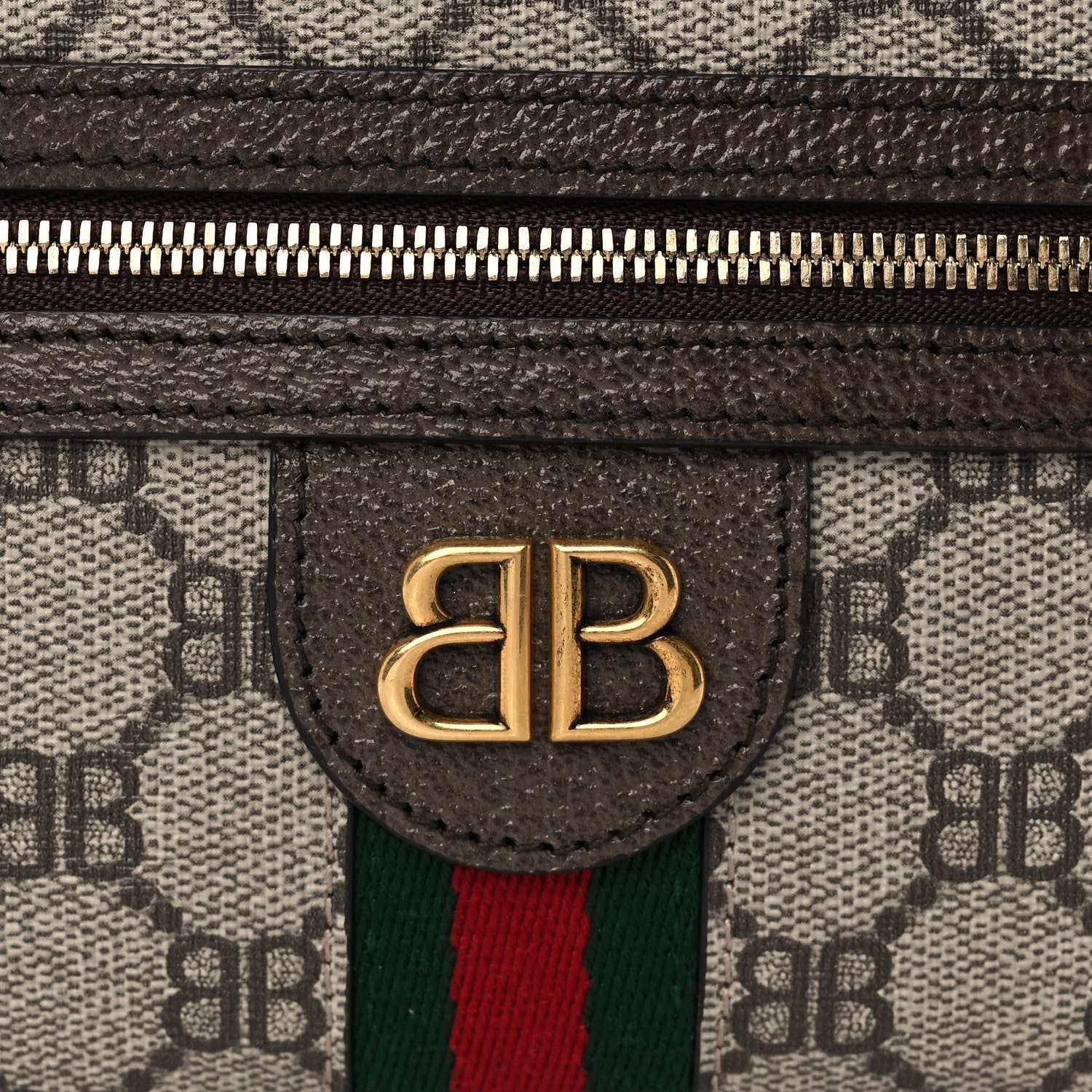Gucci X BALENCIAGA BB Supreme Monogram Web Mini Ophidia Shoulder Bag Beige New Acero 9 of 12