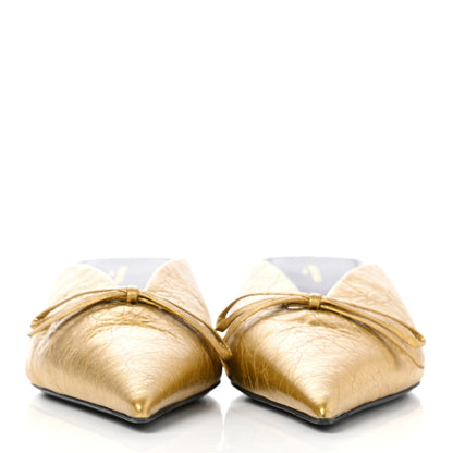 Balenciaga Metallic Textured Calfskin Pointed Toe Knife Mules 38.5 Gold 2 of 10