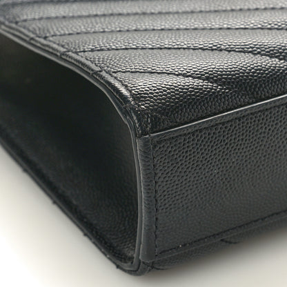 Saint Laurent Grain De Poudre Matelasse Chevron Medium Monogram Satchel Black 9 of 10