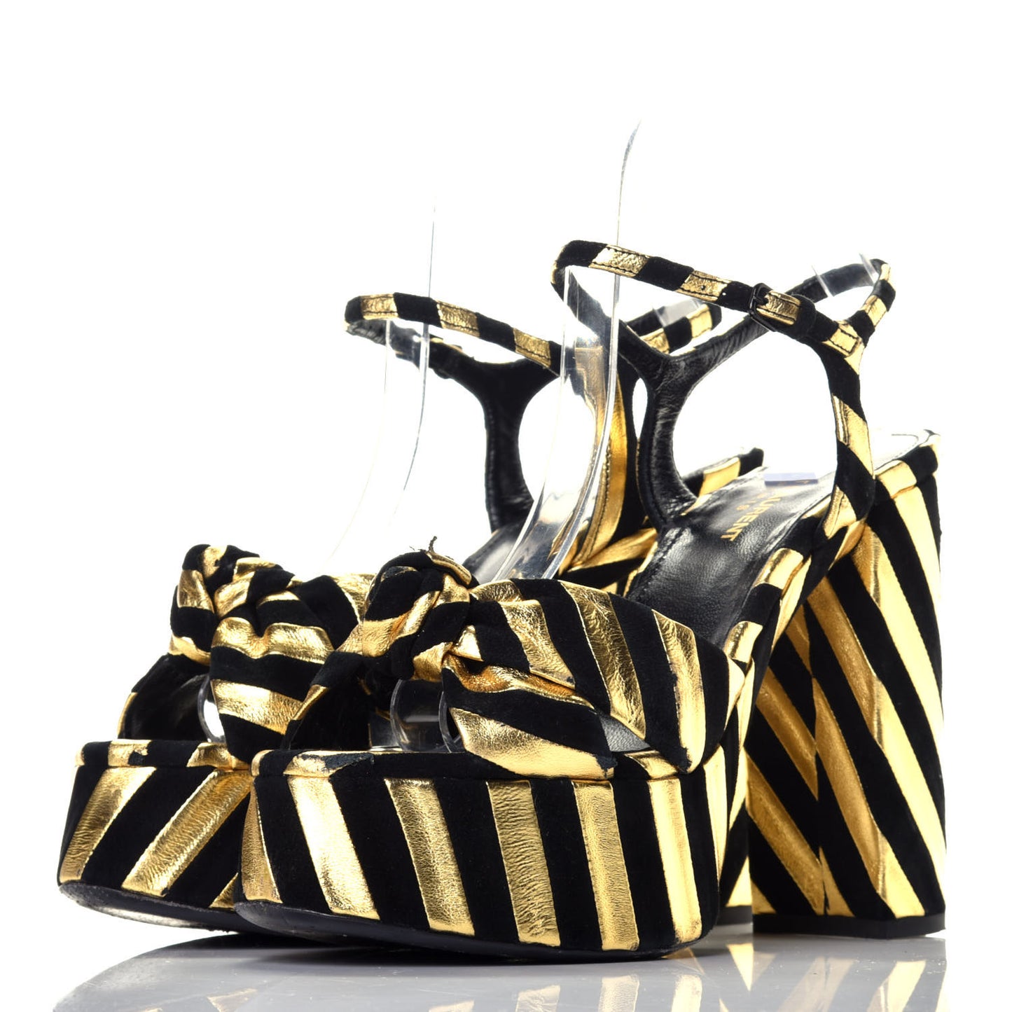 Metallic Suede Bianca 125 Platform Sandals 38 Black Gold