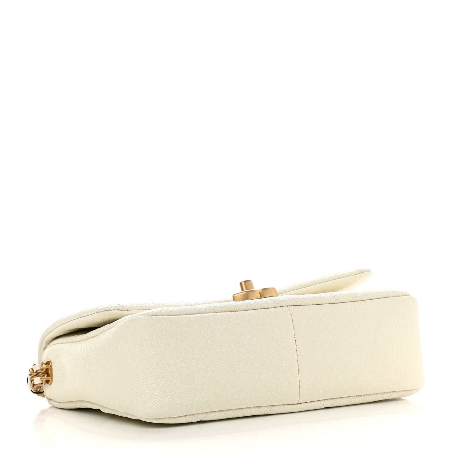 Shiny Caviar Quilted Small Chain Melody Flap White