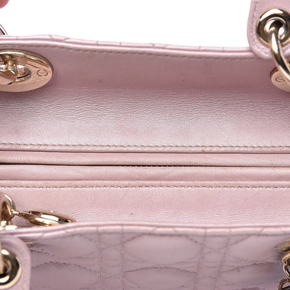 Christian Dior Pearly Lambskin Cannage Medium Lady Dior Lotus 17 of 20