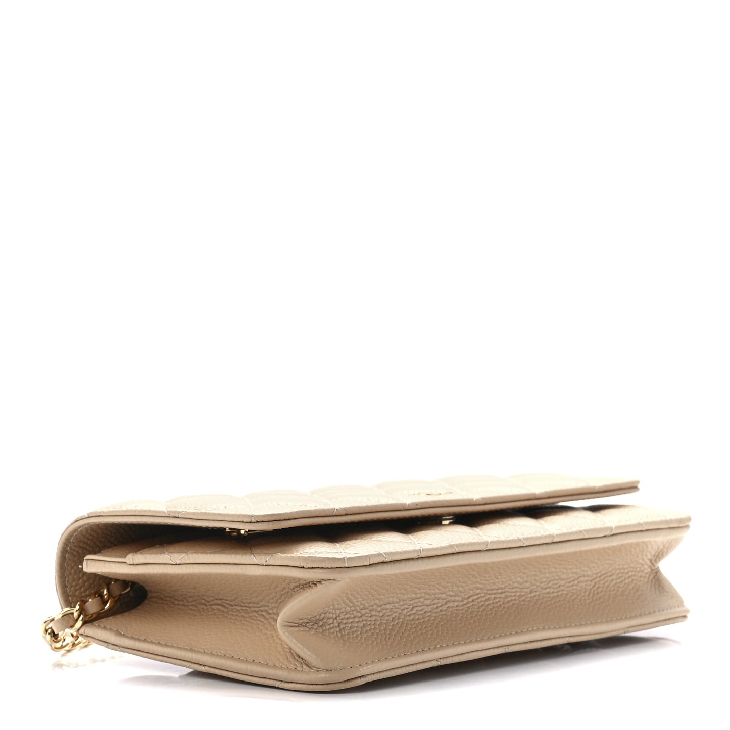 Caviar Quilted Wallet On Chain WOC Light Beige